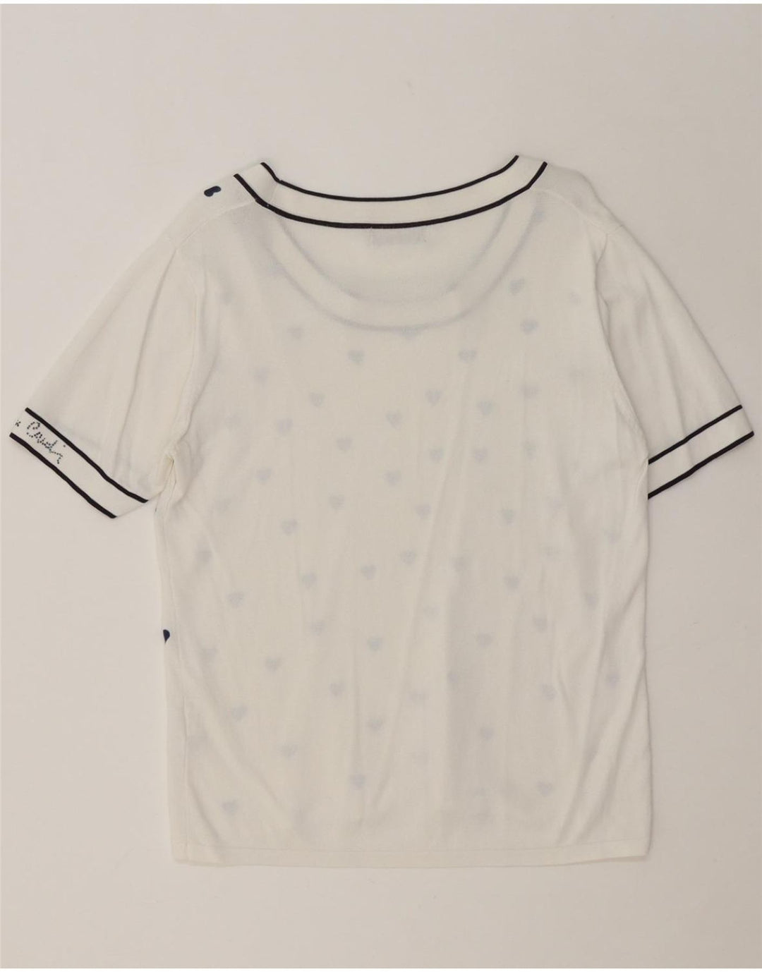 PIERRE CARDIN Womens Abstract Pattern T-Shirt Top UK 16 Large White Vintage Pierre Cardin and Second-Hand Pierre Cardin from Messina Hembry 