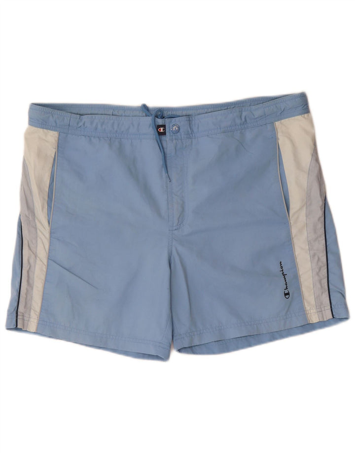 Champion Mens Swimming Shorts Large Blue Colourblock Polyester