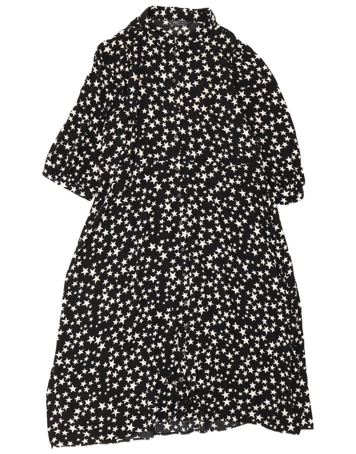 Marks & Spencer Womens Abstract Pattern Maxi Dress UK 18 XL Black