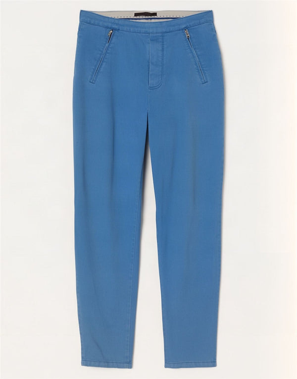 Marks & Spencer Womens Slim Cropped Trousers UK 8 Small W26 L25 Blue Cotton