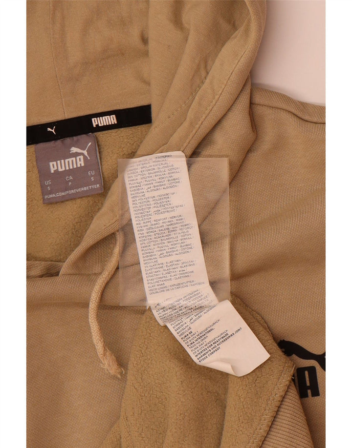 PUMA Mens Hoodie Jumper Small Beige Cotton