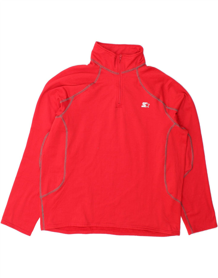 STARTER Mens Zip Neck Pullover Tracksuit Top UK 42/44 Large Red Polyester Vintage Starter and Second-Hand Starter from Messina Hembry 
