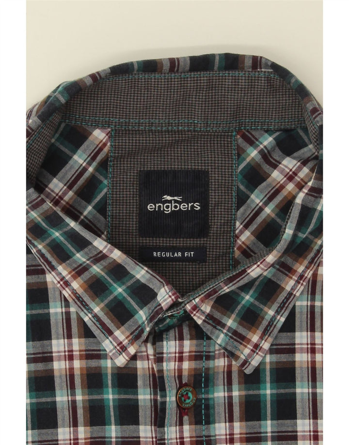 ENGBERS Mens Regular Fit Shirt Medium Green Check Cotton Vintage Engbers and Second-Hand Engbers from Messina Hembry 