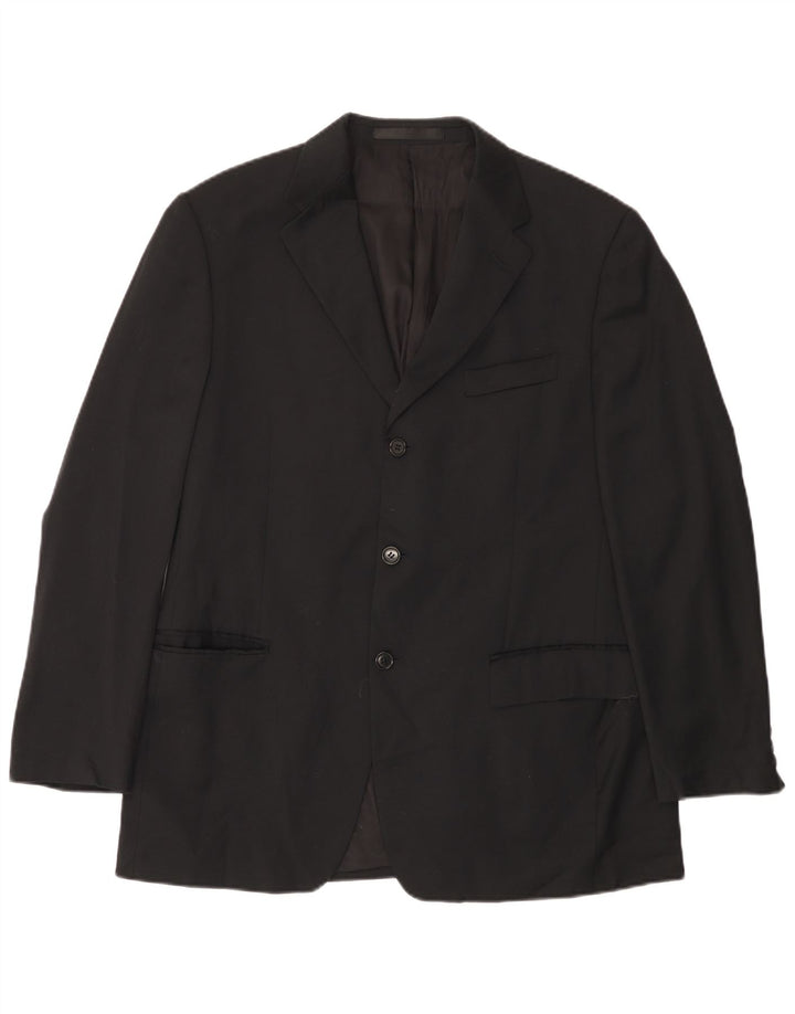MARKS & SPENCER Mens 3 Button Blazer Jacket UK 38 Medium Black New Wool