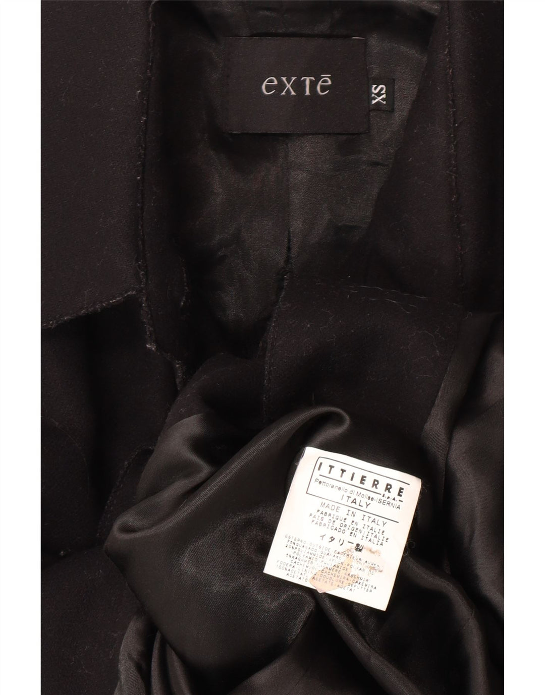 EXTE Womens Loose Fit Overcoat UK 6 XS Black Wool