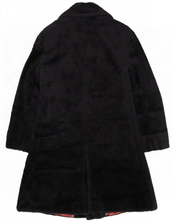 Cappotto doppiopetto vintage da donna in pelliccia sintetica IT 48 XL Nero