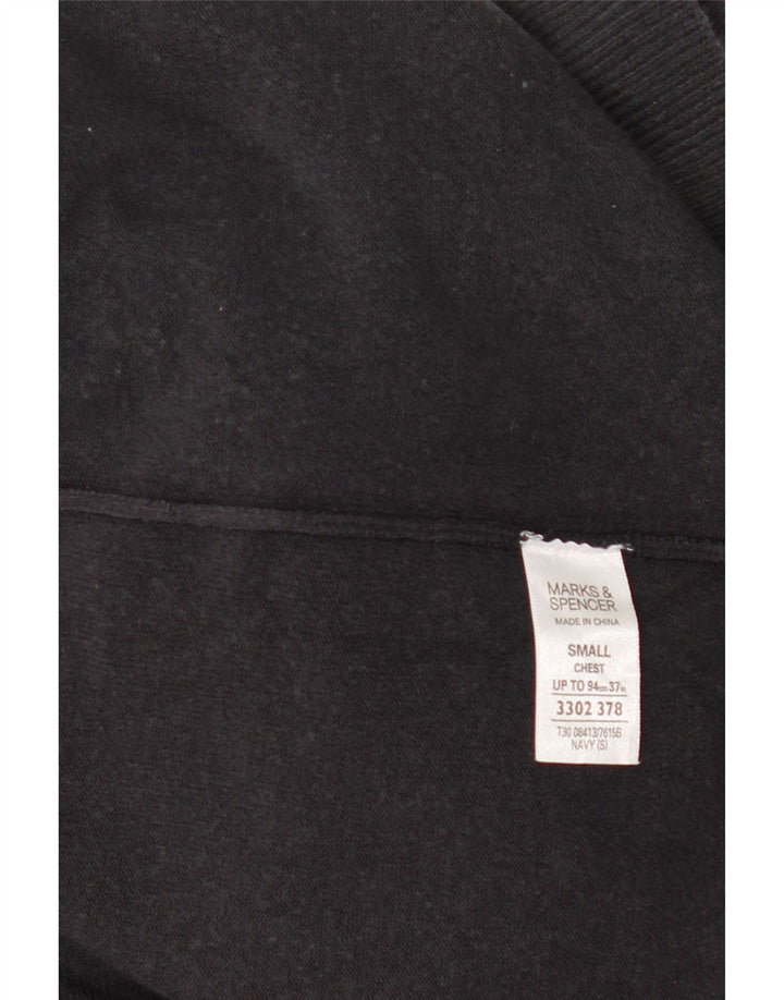 MARKS & SPENCER Mens V-Neck Jumper Sweater Small Navy Blue Acrylic Vintage Marks & Spencer and Second-Hand Marks & Spencer from Messina Hembry 