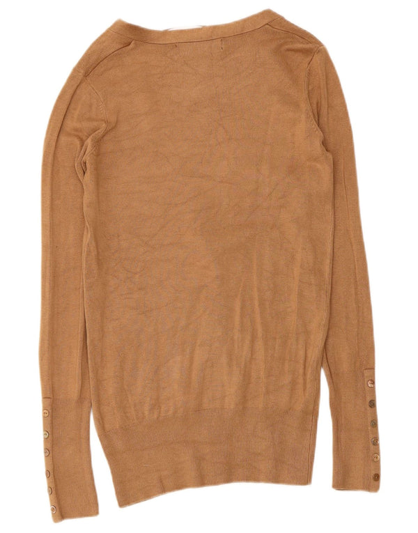 Zara Damen-Cardigan-Pullover UK 10 Small Beige Rayon