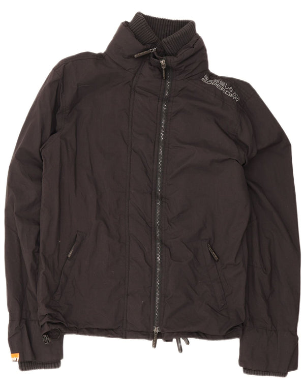Superdry Womens Rain Jacket UK 16 Large Black Nylon