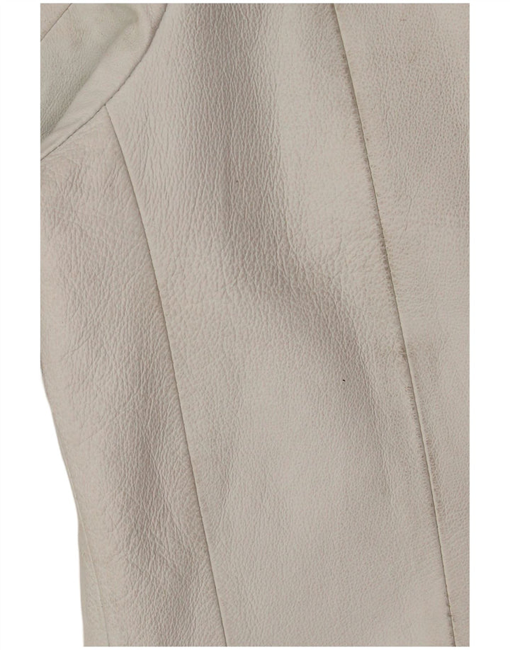 Vintage Womens Leather Jacket EU 42 Large White Leather