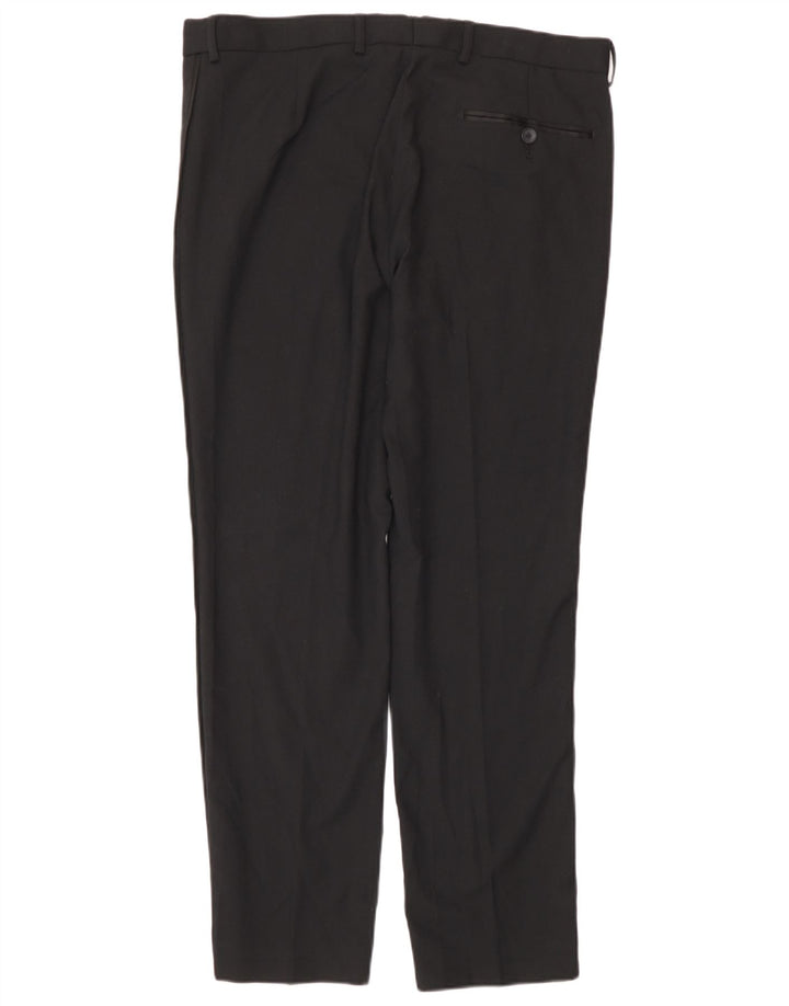 Pantaloni da abito slim da uomo Marks & Spencer W34 L29 poliestere nero