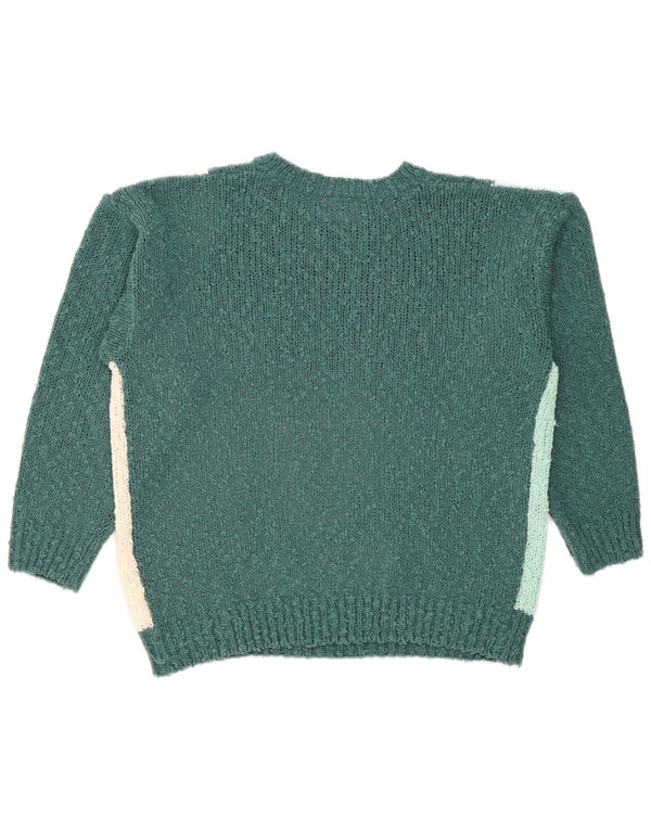 Nuova Moda Womens Graphic Crew Neck Jumper Sweater IT 44/46 Large Green