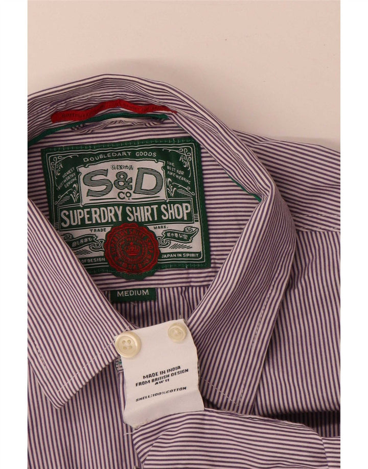 Superdry Mens Regular Fit Shirt Medium Purple Pinstripe Cotton