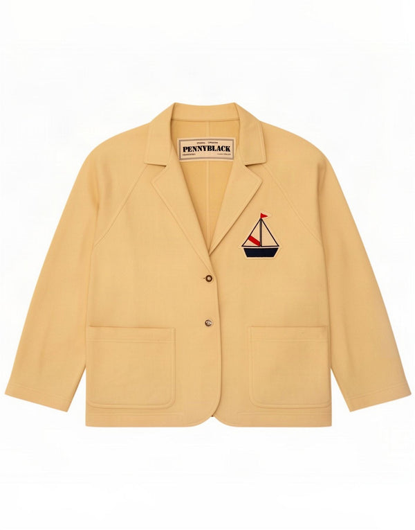 Penny Black Veste blazer graphique à 2 boutons pour femme IT 48 XL Laine blanc cassé