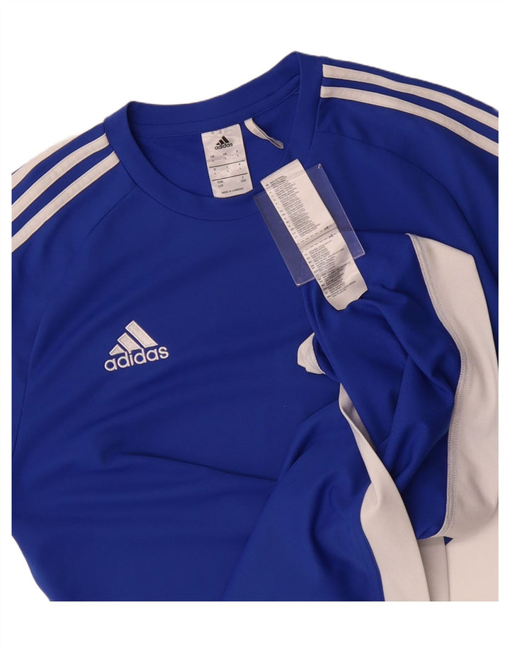 ADIDAS Mens Climalite T-Shirt Top Large Blue Colourblock Polyester