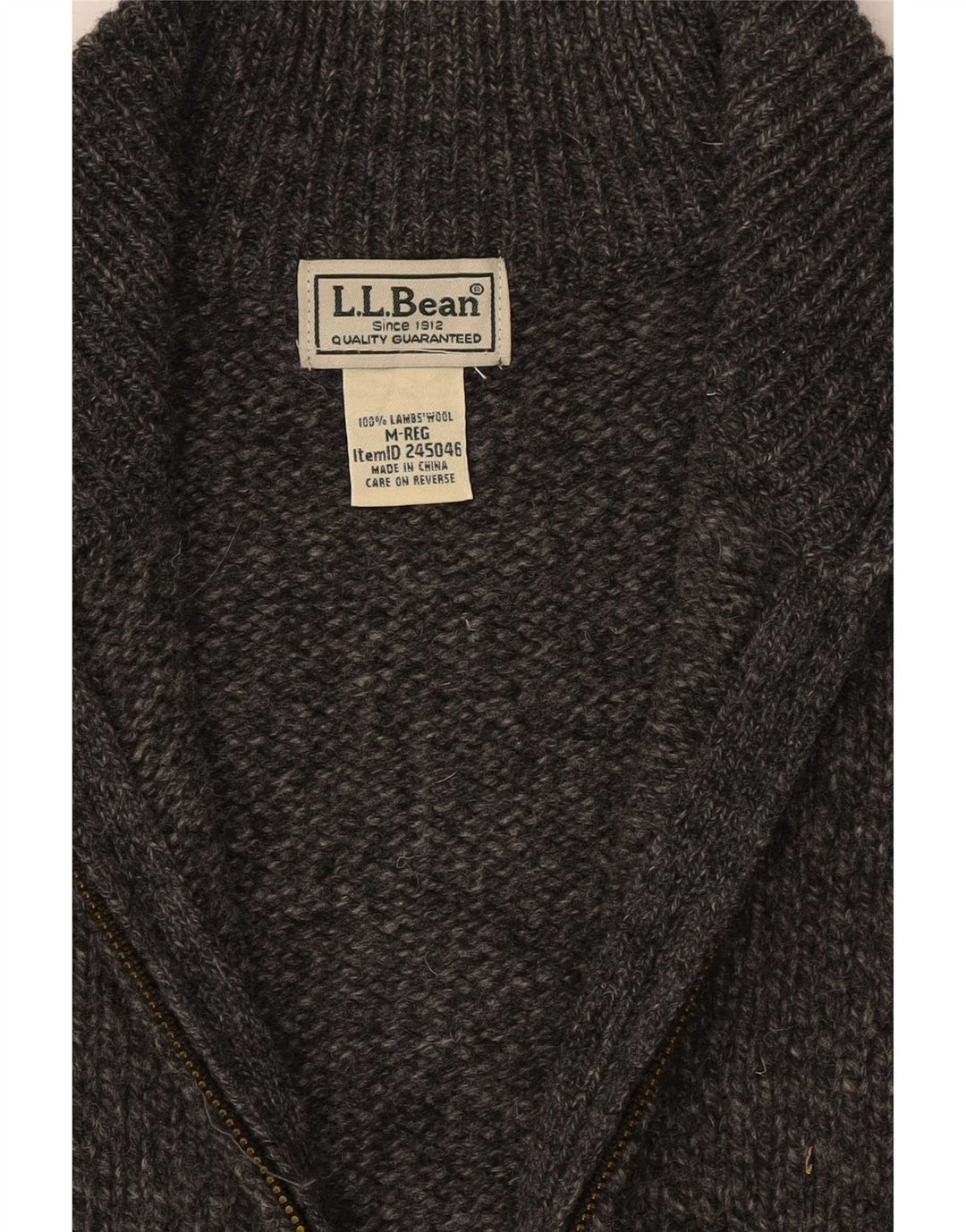 L.L.Bean Mens Cardigan Sweater Medium Grey Flecked Lambswool