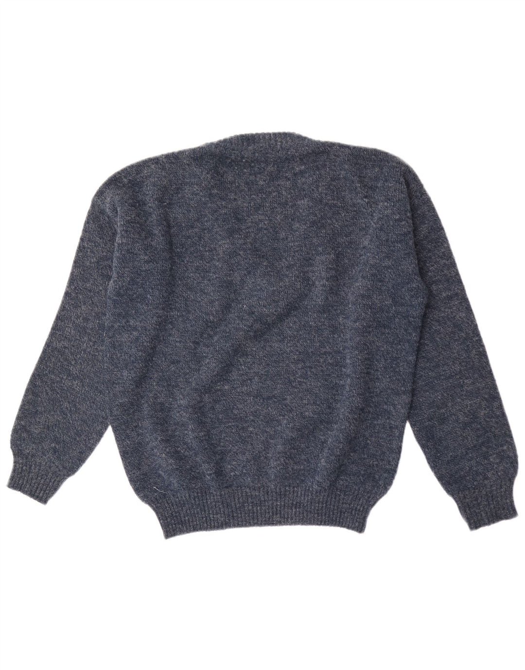 Vintage Mens V-Neck Jumper Sweater Medium Navy Blue Geometric