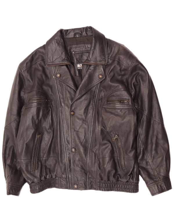 Giacca in pelle da uomo Morena UK 44 2XL Biker blu navy