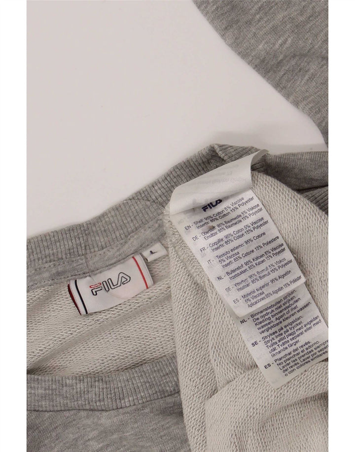 Fila Mens Graphic Sweatshirt Jumper Large Grey Colourblock Cotton