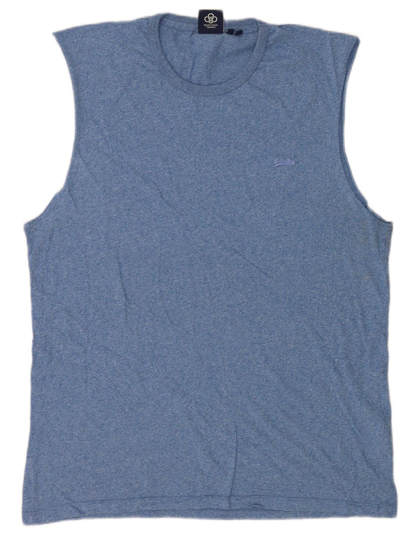 Superdry Hombre Chaleco Top XL Algodón Moteado Azul