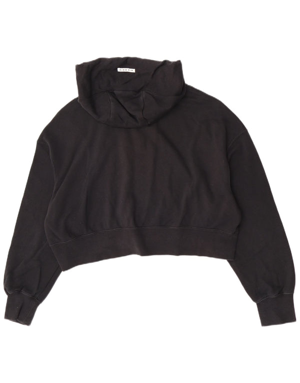 Nike Womens Crop Zip Sweat à capuche UK 14 Moyen Noir Coton