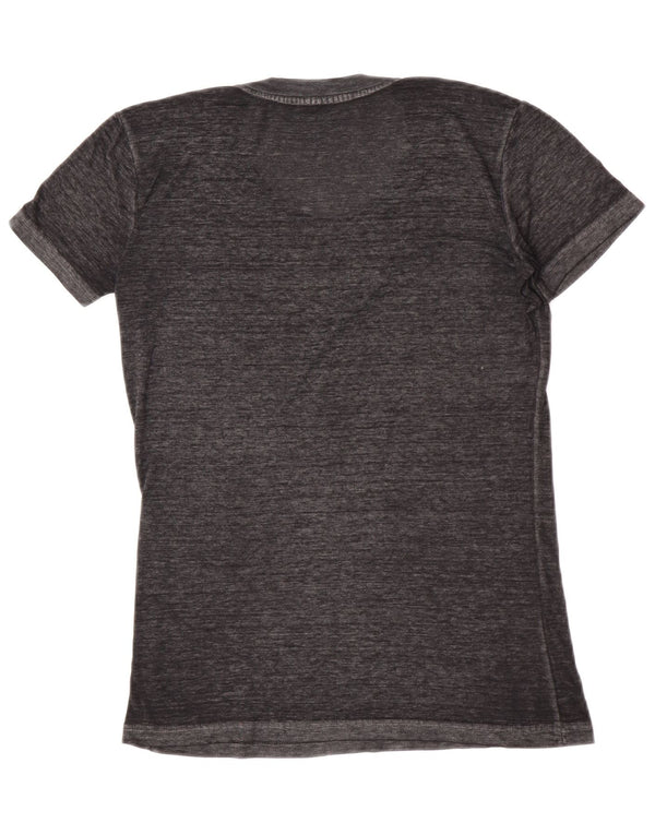 Hard Rock Cafe Womens Graphic T-Shirt Top UK 10 Small Grey Flecked Cotton