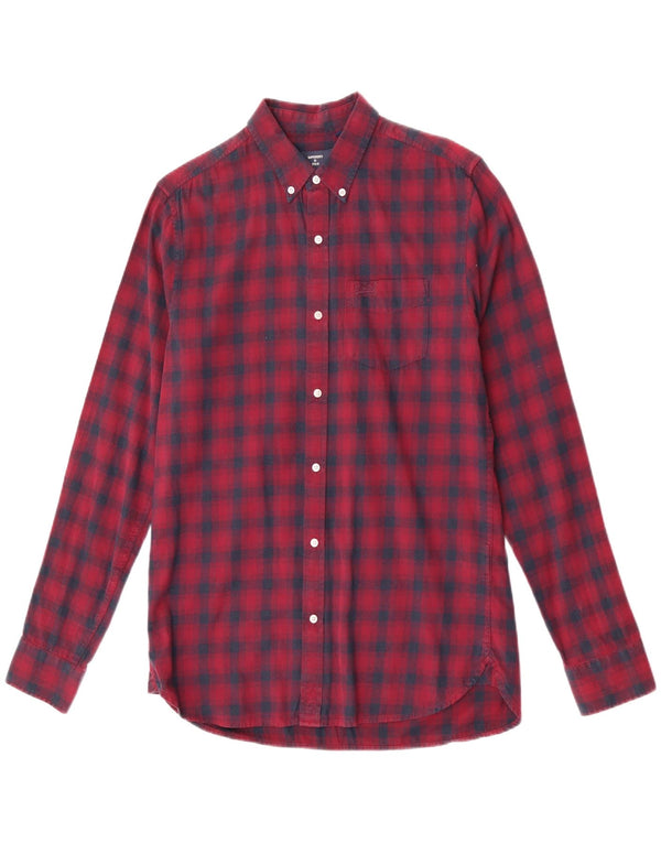 Superdry Flanelskjorte til mænd Medium Bourgogne ternet bomuld