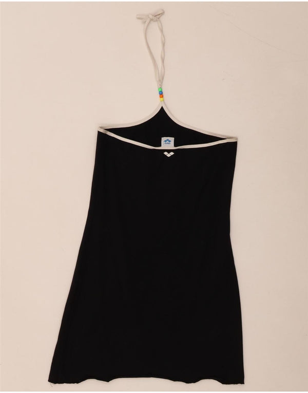 Arena feminino mini vestido halter UK 6 XS algodão preto