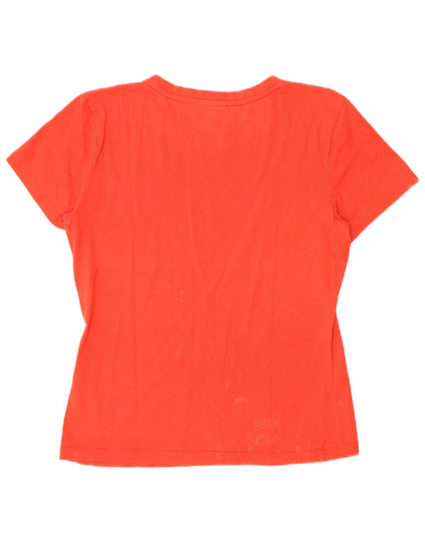 Puma T-shirt grafica a maniche corte da donna UK 16 Large Rosso Cotone