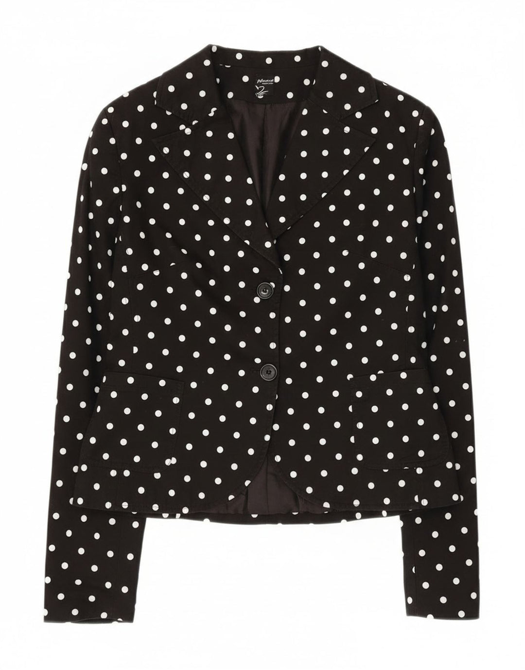 Phard Damen-Blazerjacke mit 2 Knöpfen, UK 12, mittelschwarz, gepunktet, Baumwolle