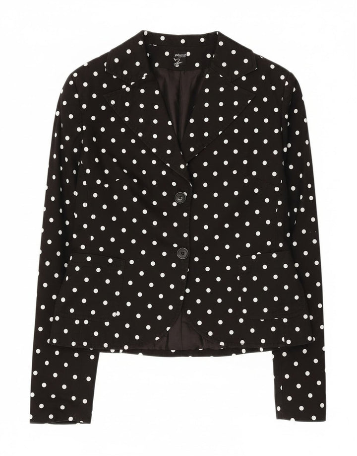 Phard Damen-Blazerjacke mit 2 Knöpfen, UK 12, mittelschwarz, gepunktet, Baumwolle