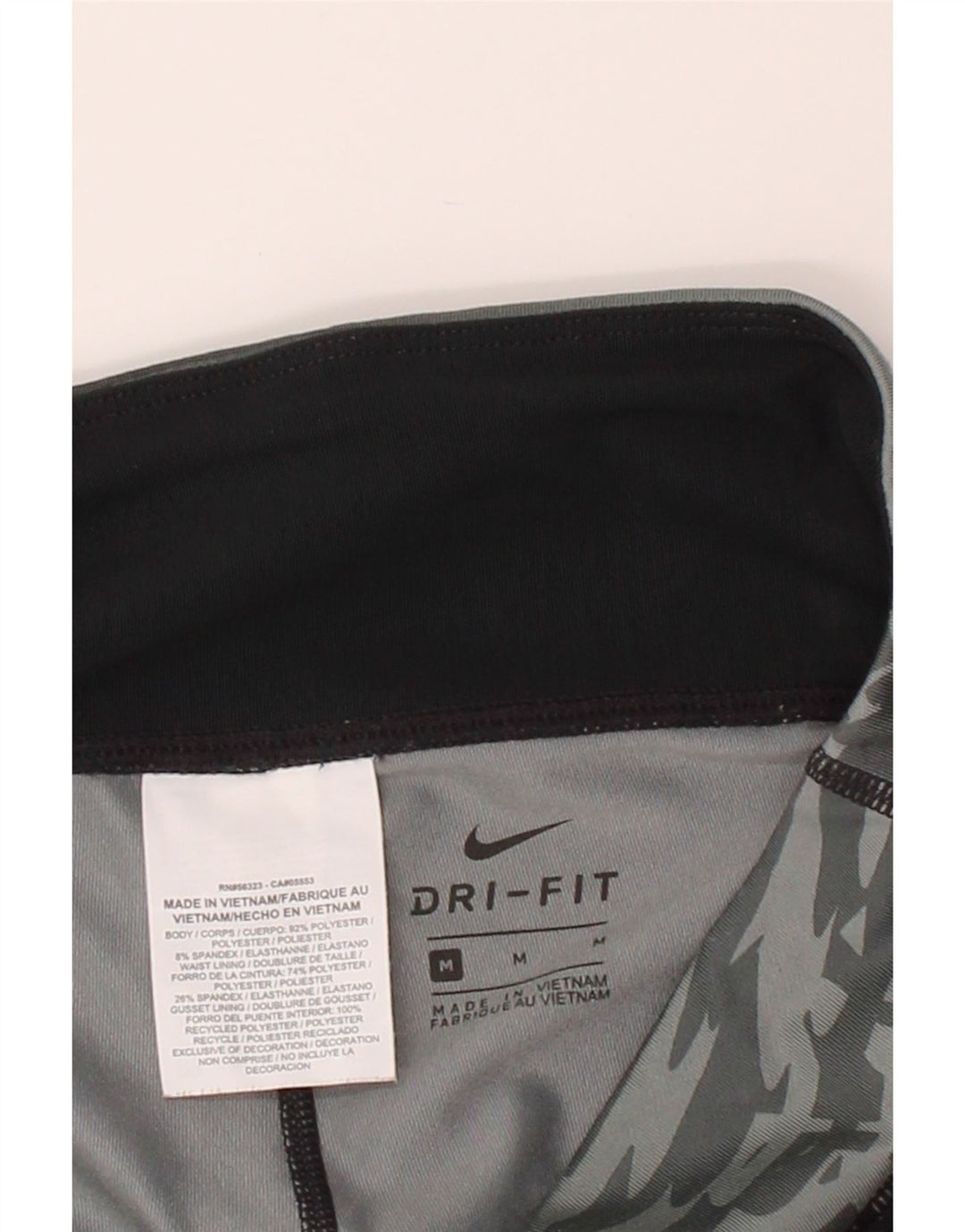 NIKE Womens Dri Fit Leggings UK 12 Medium  Grey Striped Polyester Vintage Nike and Second-Hand Nike from Messina Hembry 