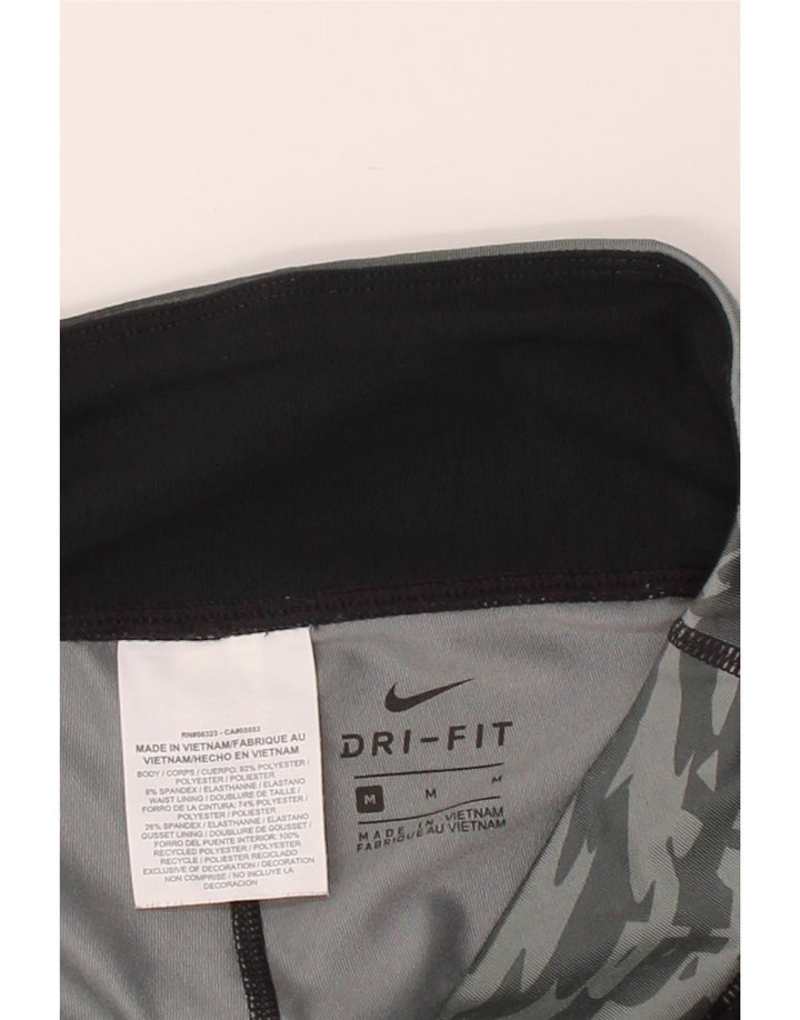 NIKE Womens Dri Fit Leggings UK 12 Medium  Grey Striped Polyester Vintage Nike and Second-Hand Nike from Messina Hembry 