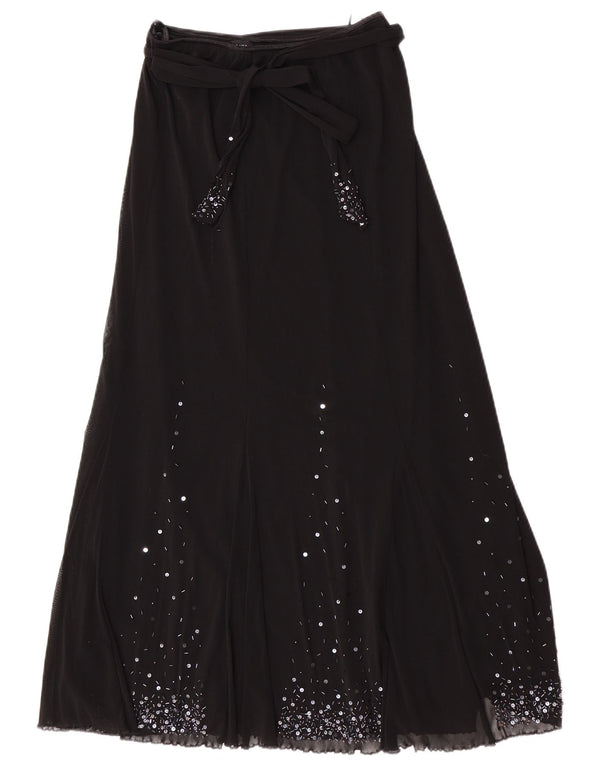 Per Una Womens Regular Maxi Skirt UK 12 Medium W28 Black Polyamide