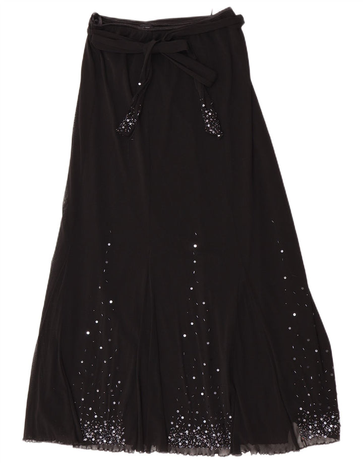 Per Una Womens Regular Maxi Skirt UK 12 Medium W28 Black Polyamide