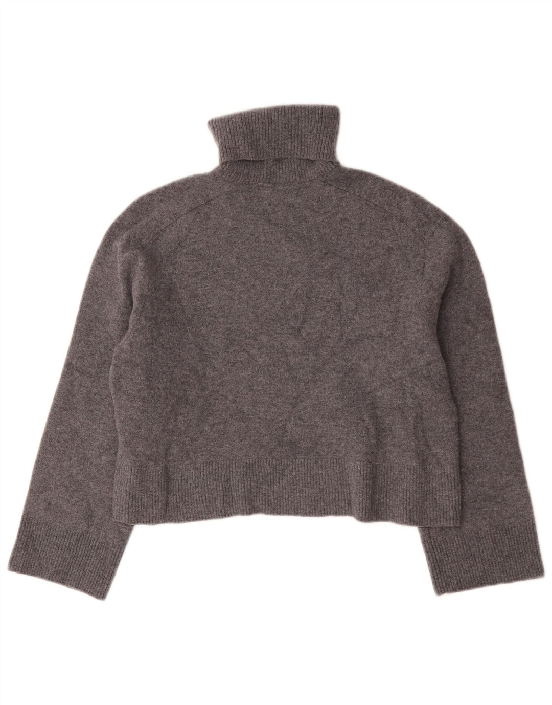 Zara Womens Crop Oversized Roll Neck Jumper Sweater UK 10 Small Grey Wool