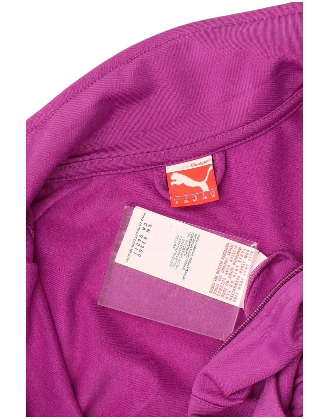 Puma Womens Tracksuit Top Jacket UK 10 Small Pink Polyester