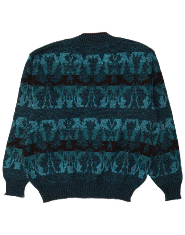 Pulover vintage pentru bărbați cu decolteu în V IT 50 Medium Blue Fair Isle