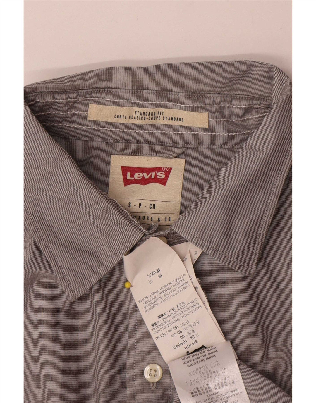 Levi's Mens Standard Fit Shirt Small Grey Cotton