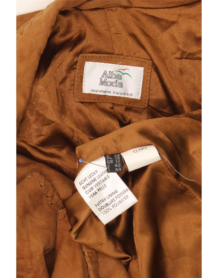 ALBA MODA Womens Suede Overcoat UK 12 Medium Brown Vintage Alba Moda and Second-Hand Alba Moda from Messina Hembry 