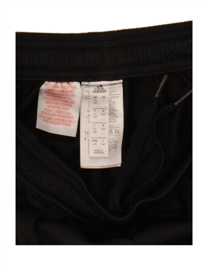 ADIDAS Boys Tracksuit Trousers 13-14 Years Black Polyester Vintage Adidas and Second-Hand Adidas from Messina Hembry 