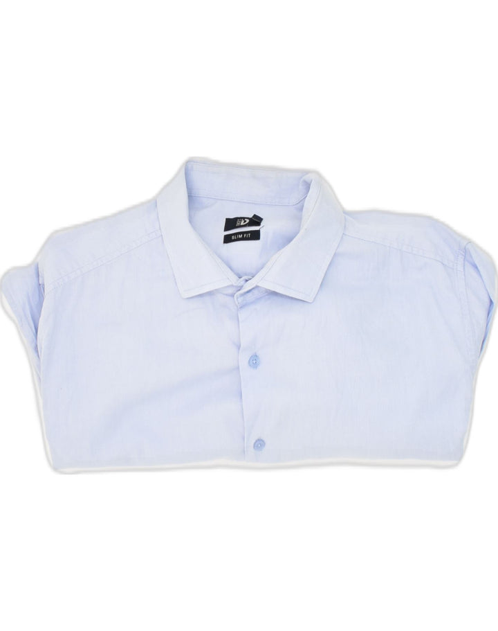 DACK'S Mens Slim Fit Shirt XL Blue Cotton Vintage Dack's and Second-Hand Dack's from Messina Hembry 