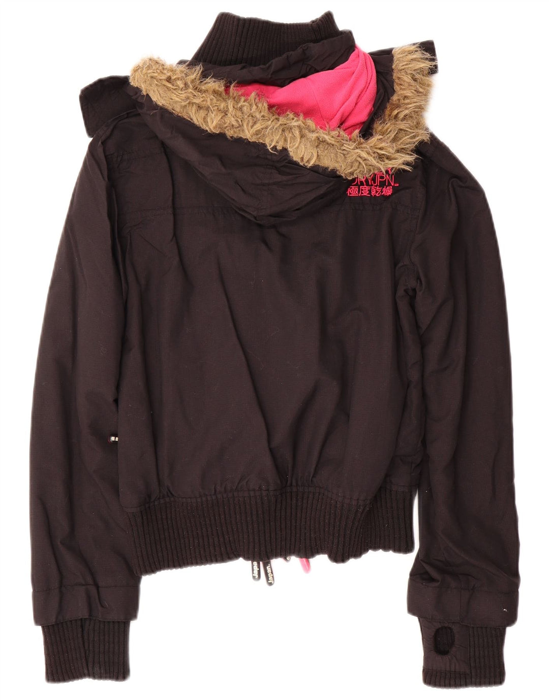 Superdry Womens The Windbomber Hooded Windbreaker Jacket UK 14 Medium Black
