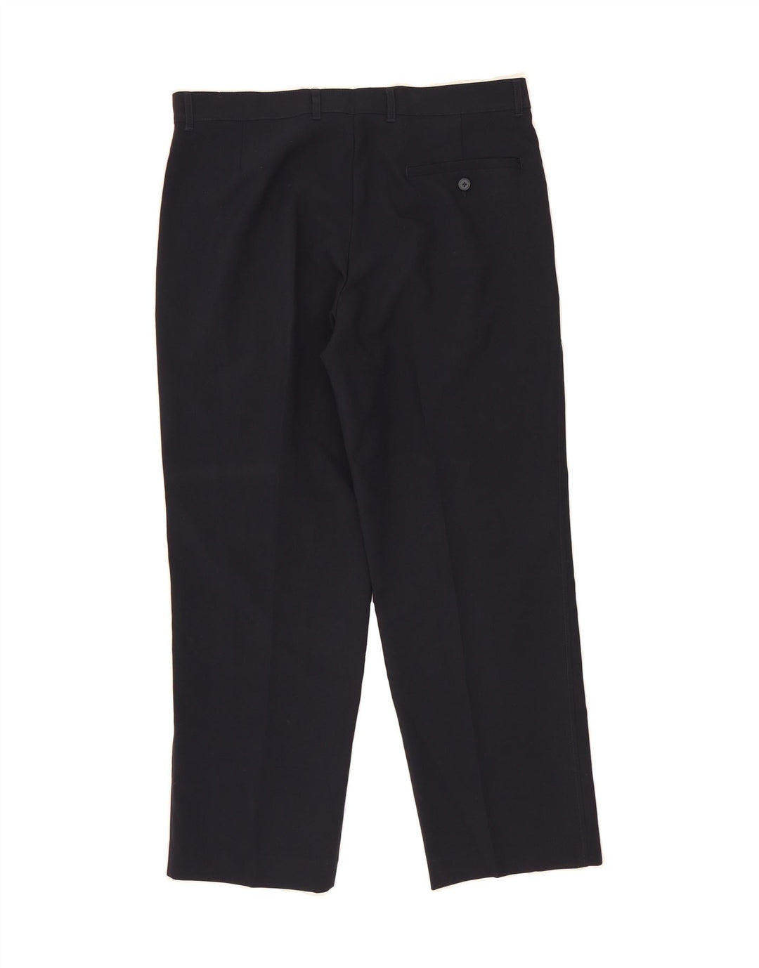 MARKS & SPENCER Mens Straight Chino Trousers W34 L29 Navy Blue Polyester Vintage Marks & Spencer and Second-Hand Marks & Spencer from Messina Hembry 