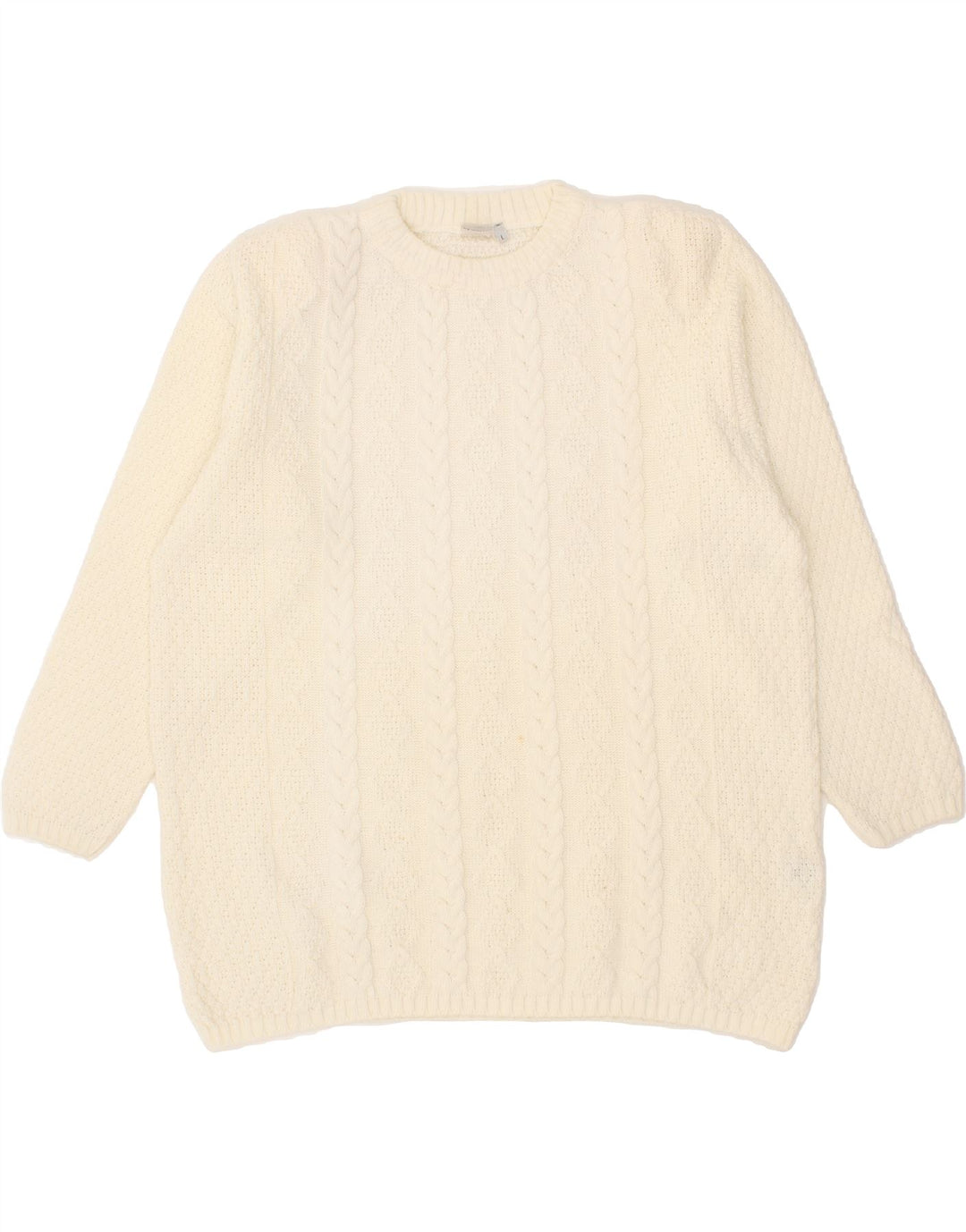 RIGANY Womens Oversized Crew Neck Jumper Sweater UK 16 Large Off White Vintage Rigany and Second-Hand Rigany from Messina Hembry 