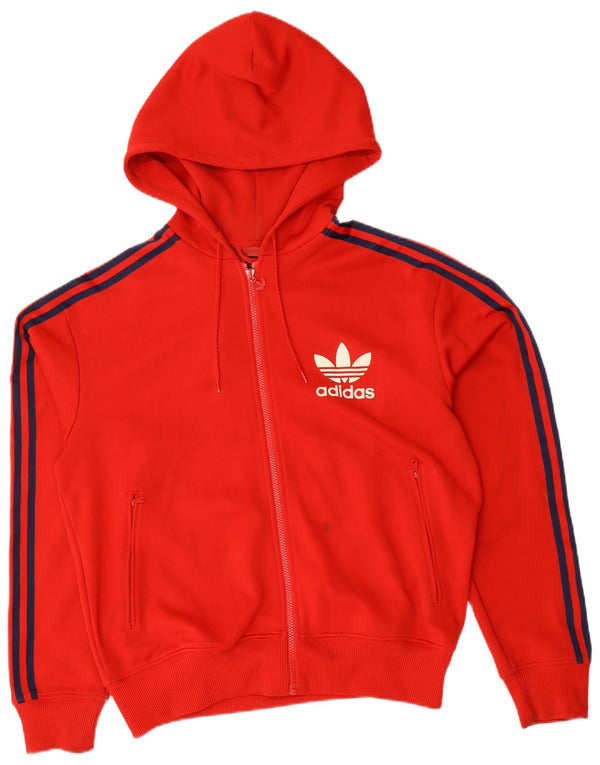 Ανδρικό πουλόβερ με κουκούλα με φερμουάρ Adidas μεγάλο κόκκινο πολυεστέρα