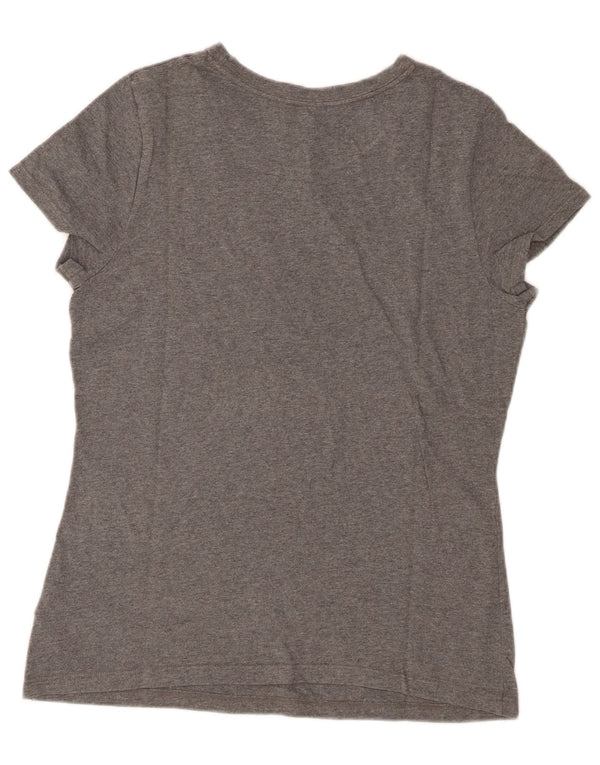 Tricou cu grafic Tommy Hilfiger pentru femei Top UK 14 mare bumbac cu pete gri