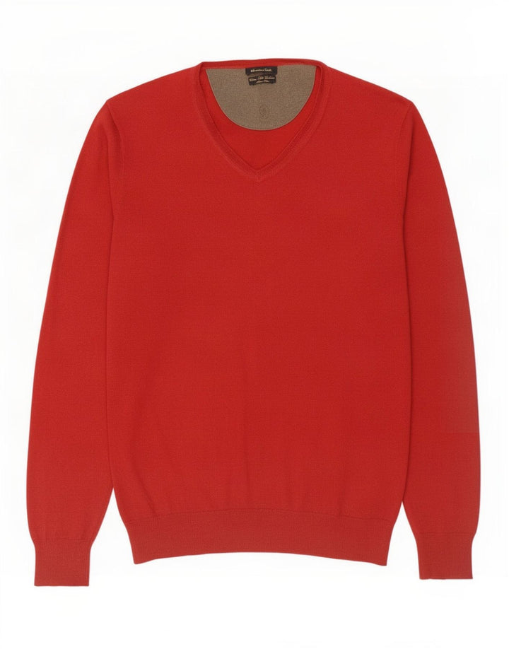Massimo Dutti Herre V-hals sweater Medium Rød Bomuld