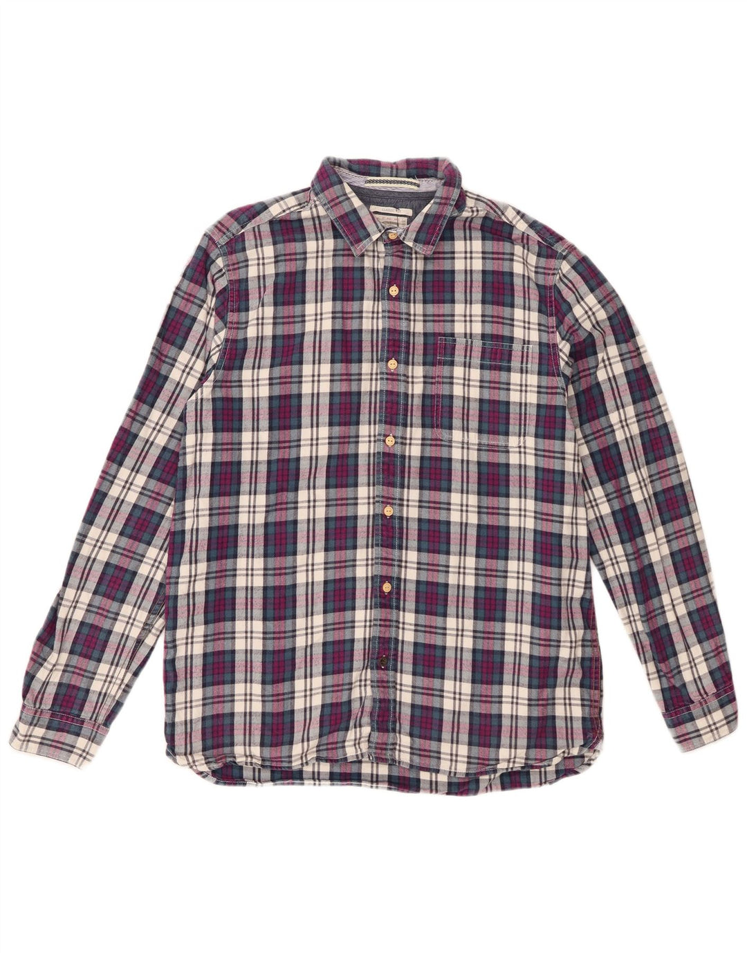 White Stuff Mens Classic Fit Flannel Shirt Medium Purple Check Cotton