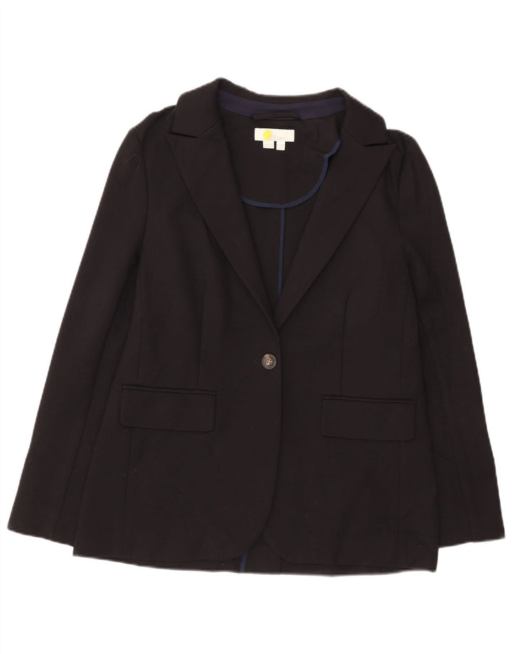 Boden Womens 1 Button Blazer Jacket UK 12 Medium Black Viscose
